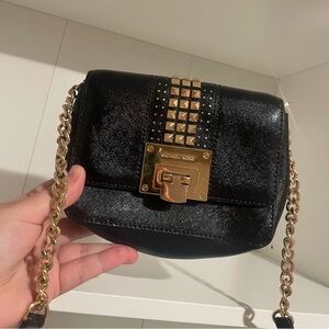 Michael Kors Black Limited edition Crossbody Bag with Gold studded Accents